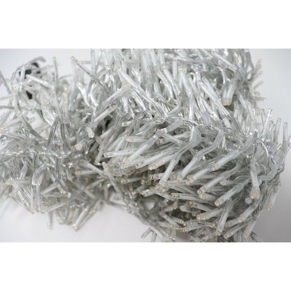 1300 Warm White LED Lights on 44ft CLEAR WIRE w/Remote Christmas Cluster Garland - Picture 4 of 12